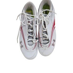 Under Armour White & Red Football Cleats With 4D Foam Cushioning Size 9